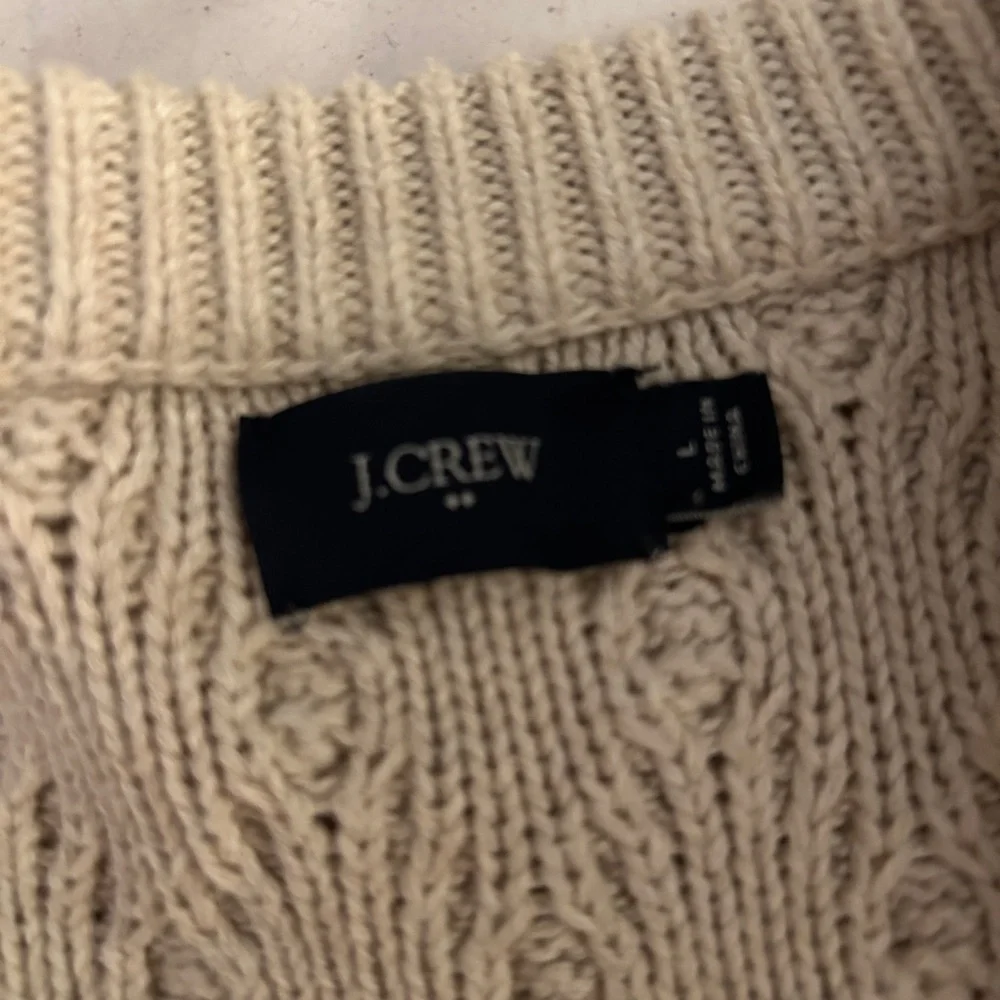 J.Crew 100% Cotton Cable Knit Sweater | Cream | Size L | Never Worn